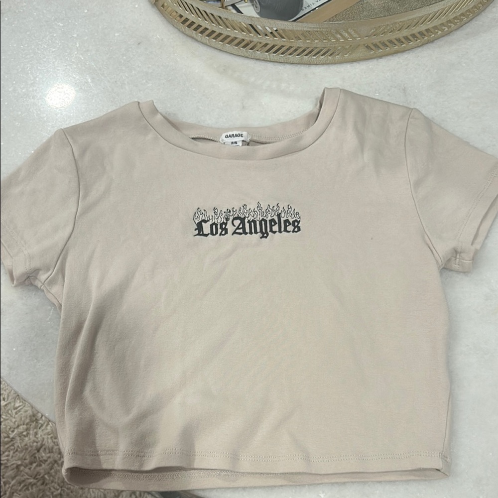 Garage Cream Short Sleeve Tee Los Angeles Graphic